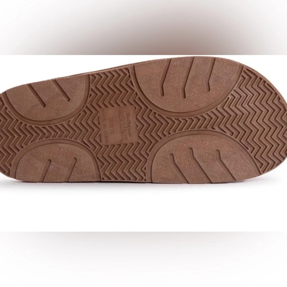 MUK LUKS Mens Genuine Leather Suede Slippers Size 12 Tan New